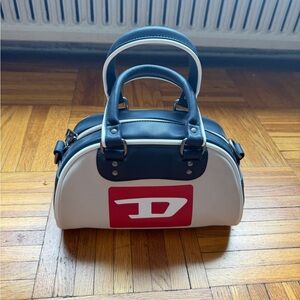 Diesel Cream and Navy Dual-Handle Crossbody Tote- Bowling Like Bag